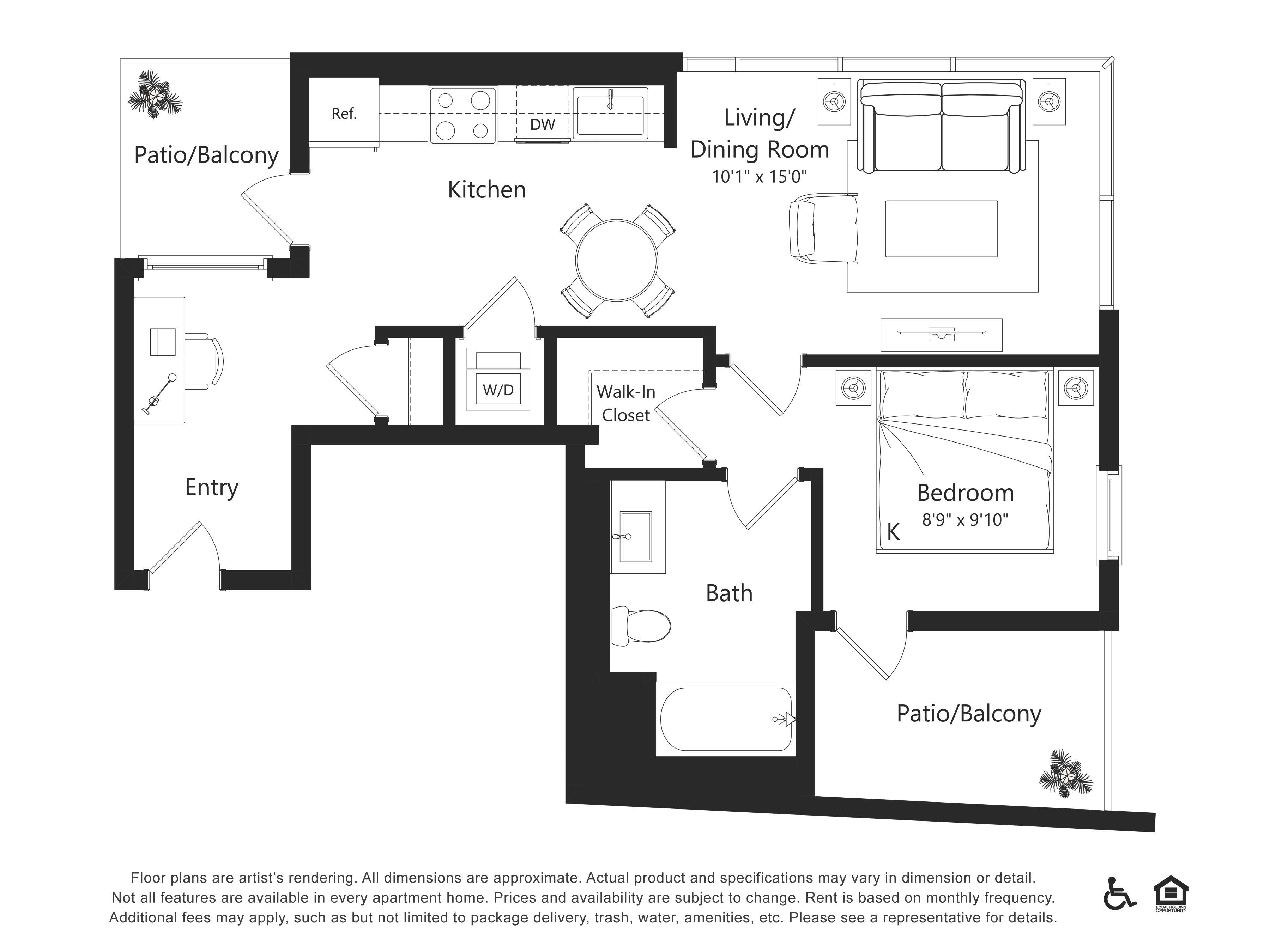 Floor plan layout diagram for 1S1 - 1 Bed